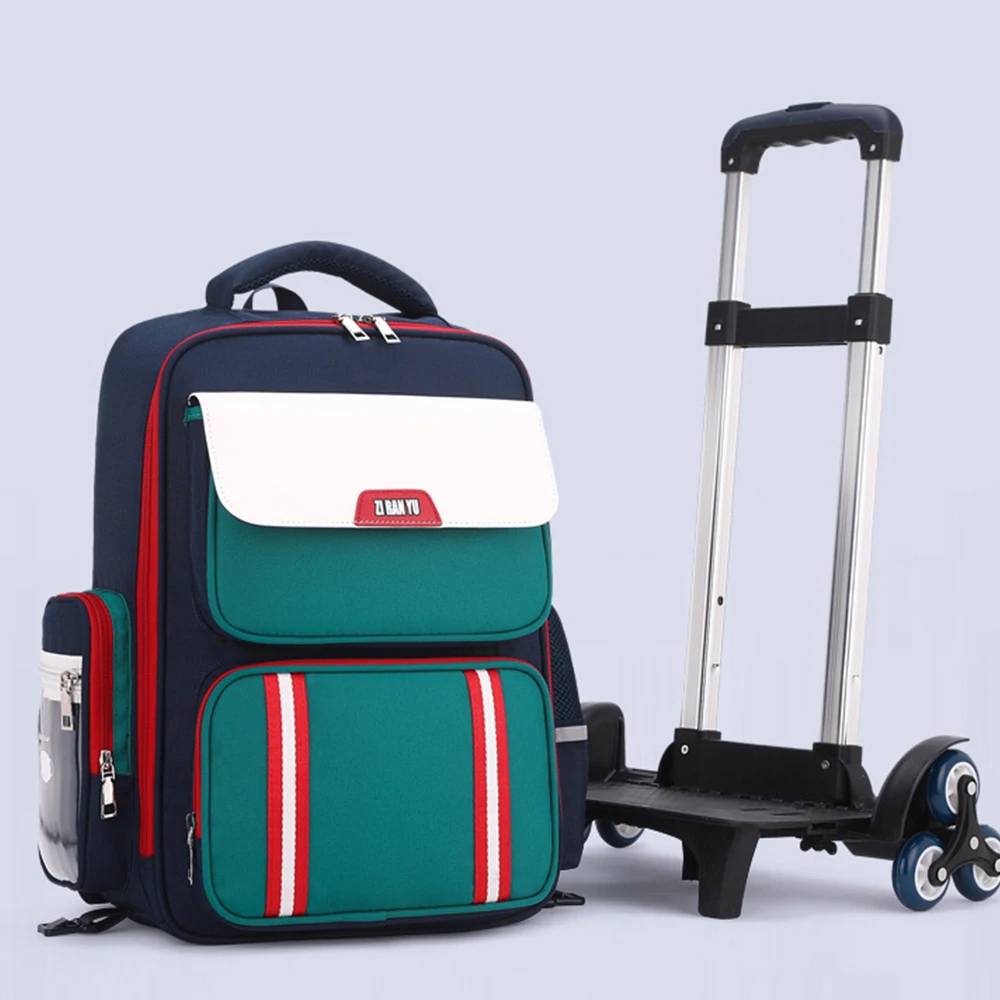 Primary Student Trolley Backpack Burden Relief Ridge Protection Cartoon Cute High Quality Kids School Bags for Boy Girl Backpack