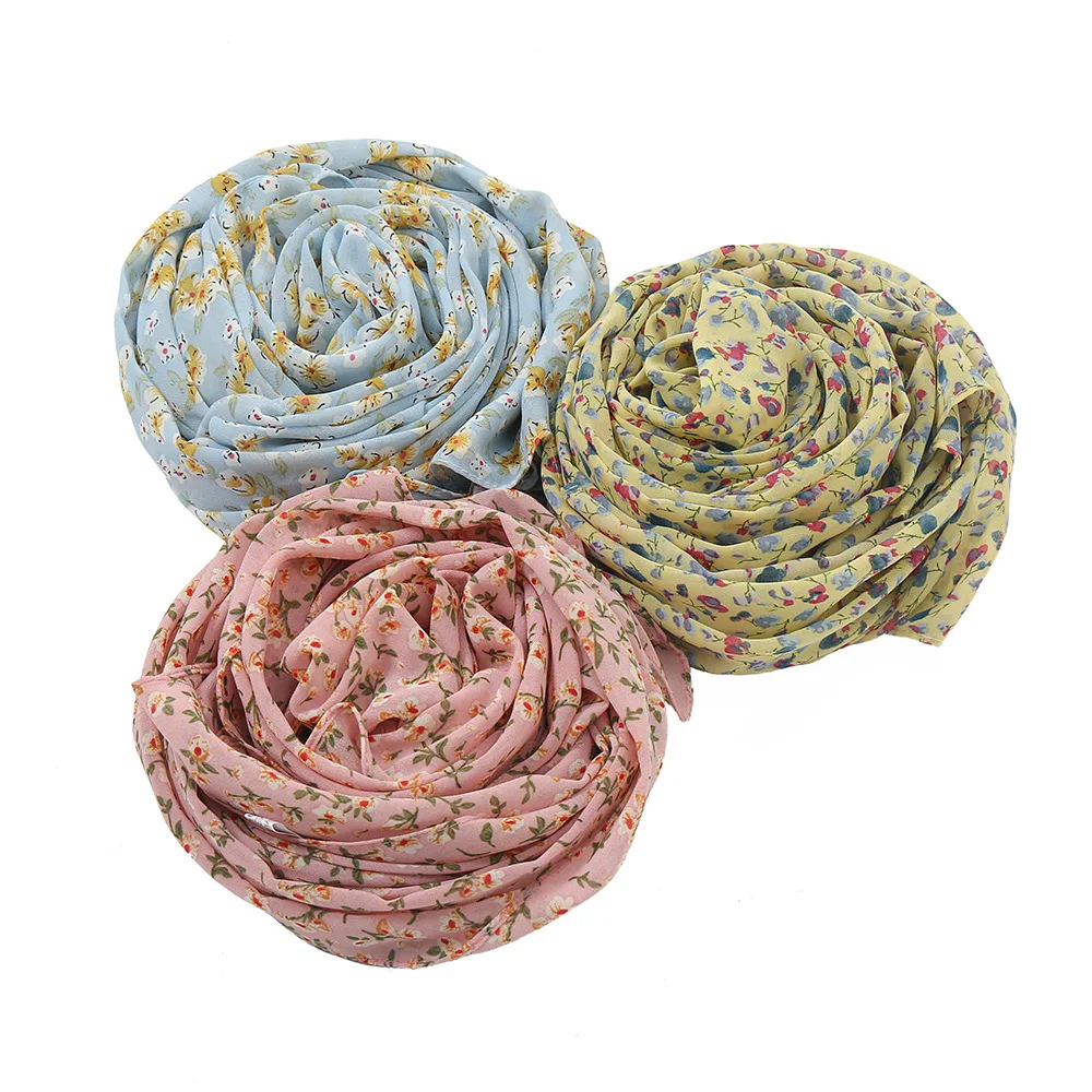 wholesale print chiffon hijab floral malaysia headscarf shawl