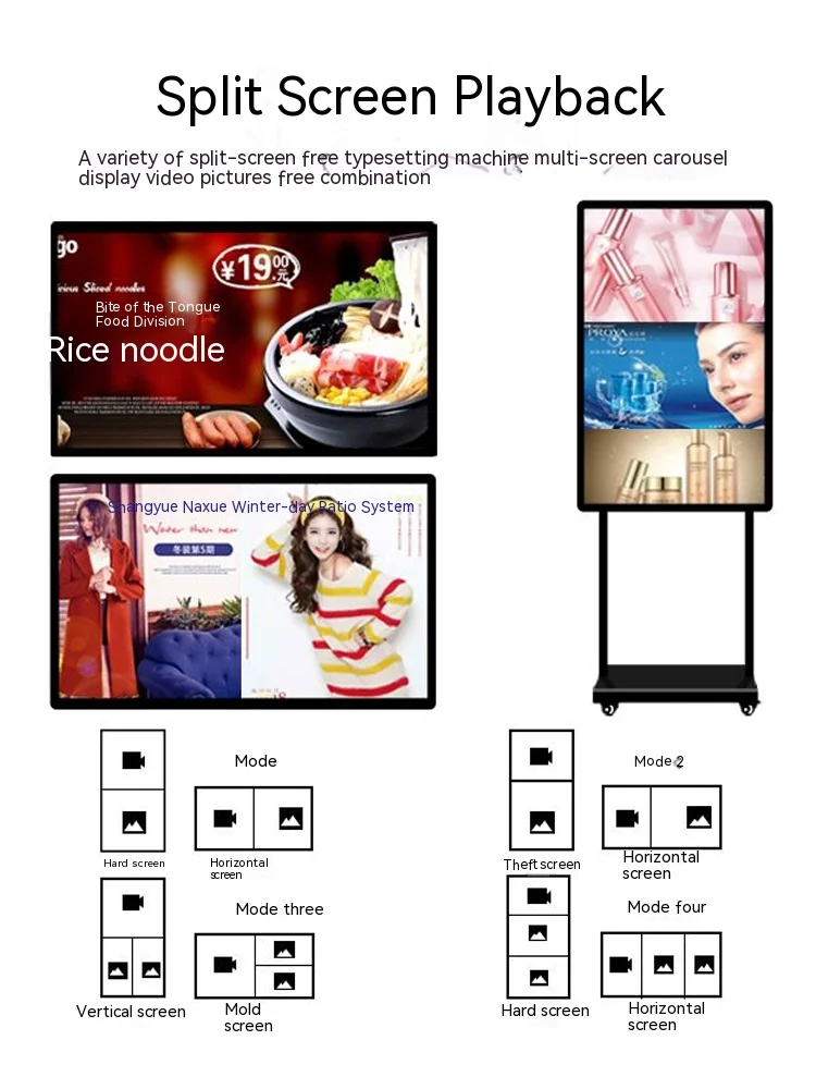 Advertising splicing Screen Digital Signage Indoor HD Player Display 4k resolution portable kiosk available in LCD/LED