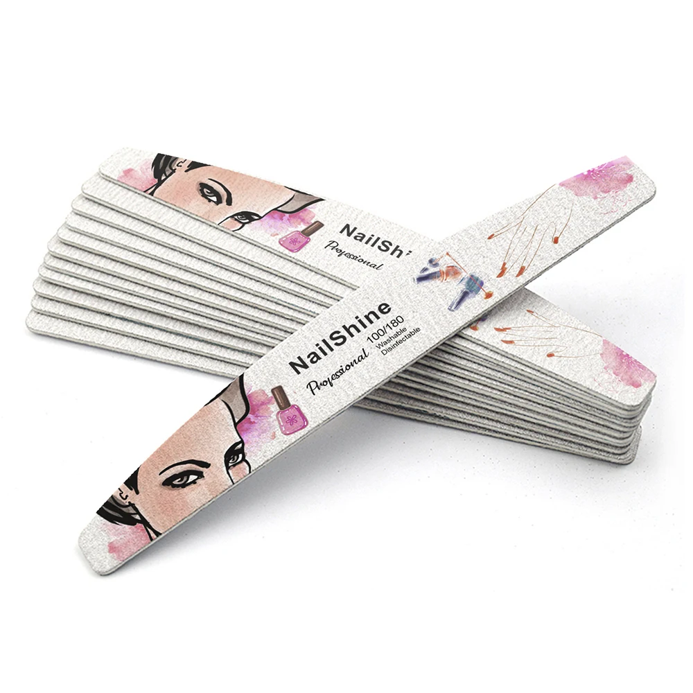 Beauty Patterns Print Professional Producer Wood Manicure File Wholesales Thin Disposable Nail Limas Wood Boat Shape Filer