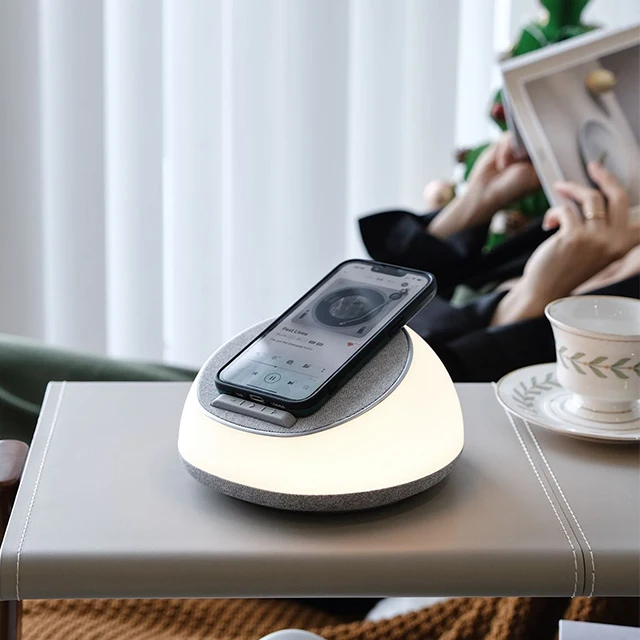 Настольная Беспроводная bluetooth-колонка с подсветкой светодиодная прикроватная лампа беспроводным зарядным устройством и динамиком
