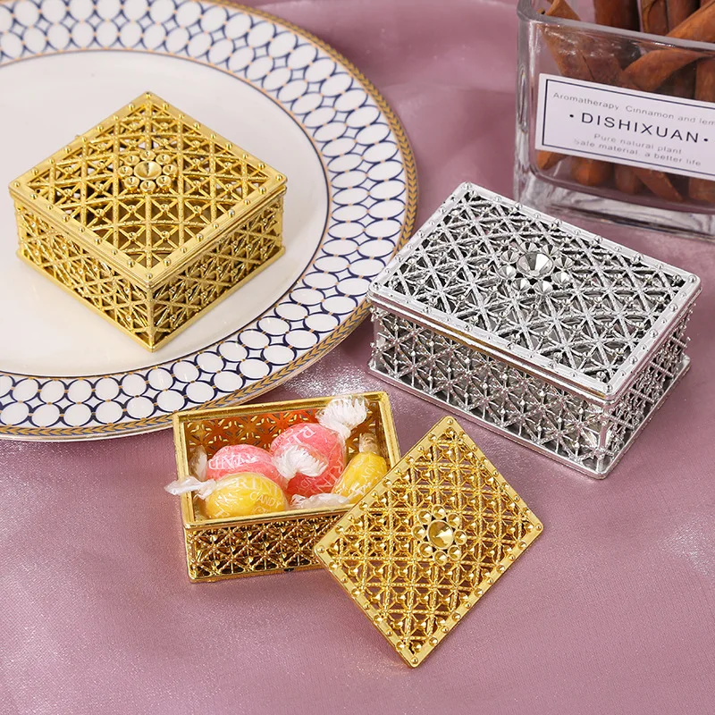 Creative round gold heart square plastic candy box wedding banquet party favor gifts chocolate candy box