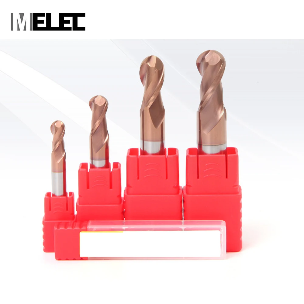 MELEC cnc  tools tungsten steel material straight shank solid carbide 2 flutes carbide ball nose milling cutter