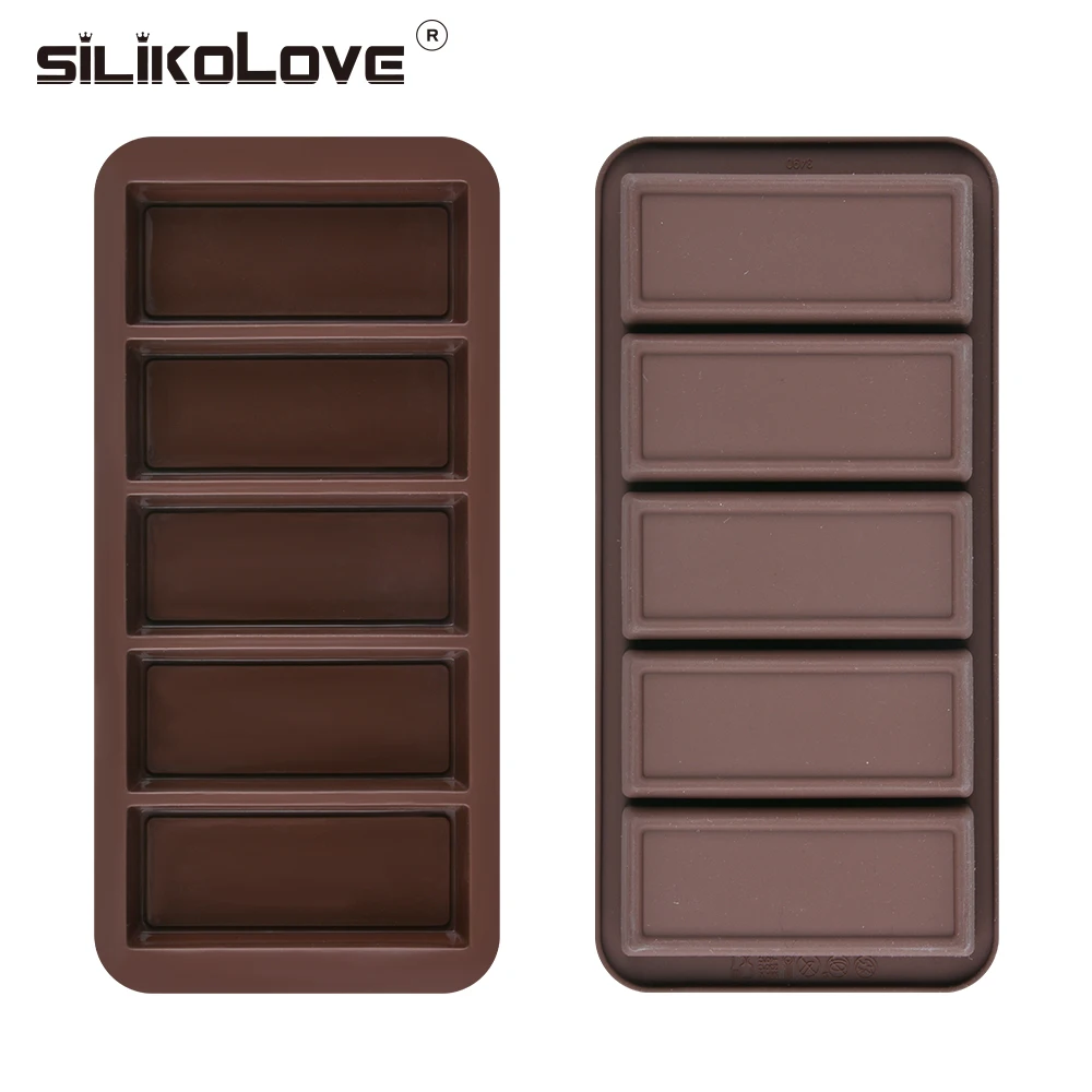 SILIKOLOVE 5 Cavity Silicone Mold For Baking Muesli Bars Cookies Candy Silicone Blocks Mould