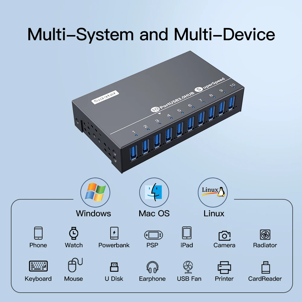 Sipolar A103 Amazon 10 port usb charger hub Splitter Electric Usb Hubs for computer hardware & software