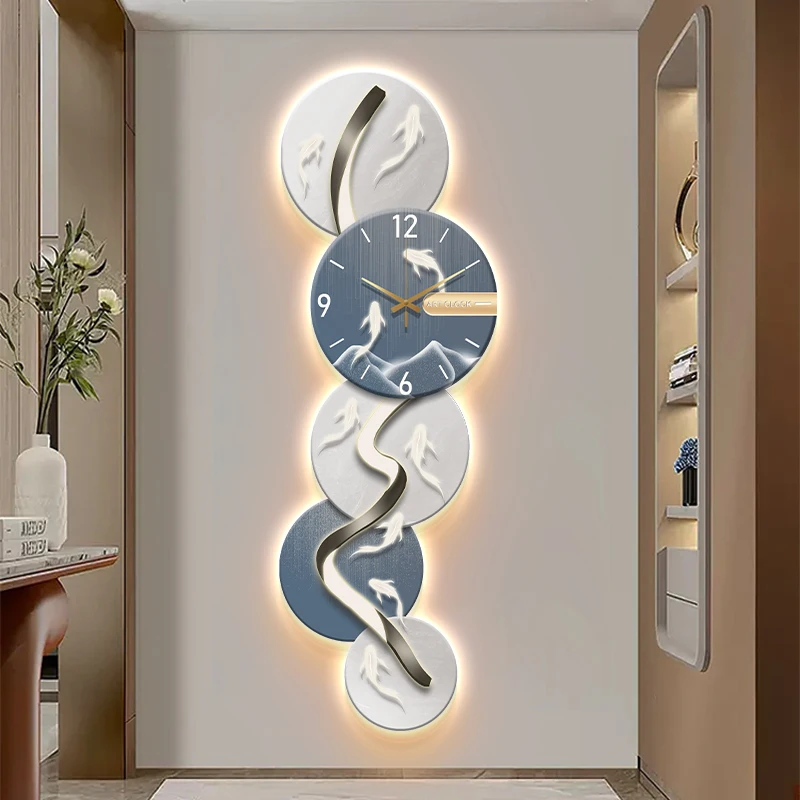 High-end luxury 3D wall art Led light abstract clock home decoration background decoration art style still life