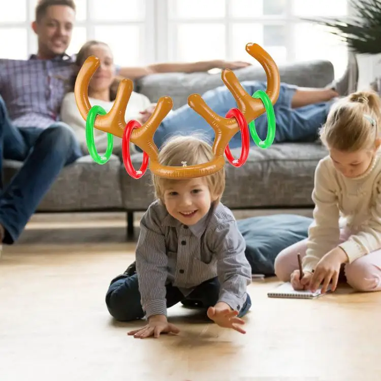  Inflatable Reindeer Antler Throwing Game Portable Durable Prop headband throwing ring toy