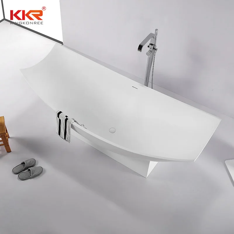 KKR bathtub luxury bathroom freestanding faux artificial white marble stone acrylic resin solid surface bath tub bathtub