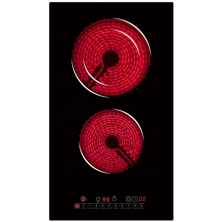 Household Built in Hob Cookers Cooking Appliances Black Glass Panel Infrared 2 Burner Ceramic Electric Stove