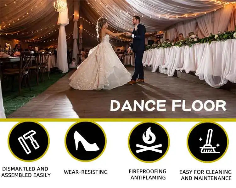 New Arrival Wholesale Modular Wooden Garage Floor Vinyl Portable PVC Star Wedding Dance Floor
