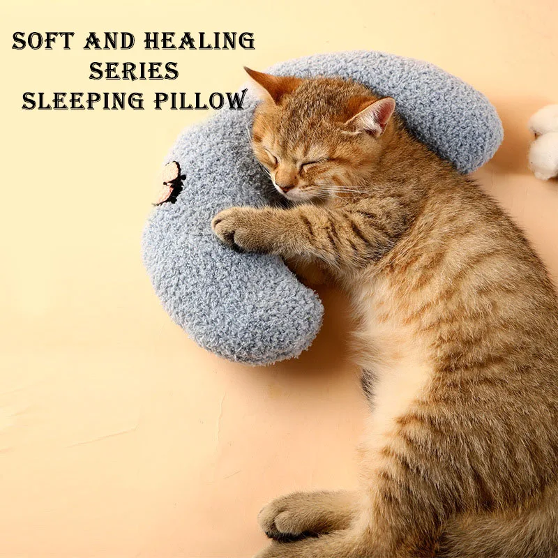 New teddy fleece pet half moon u-shaped pillow cat pillow tread milk deep sleep U-shaped pillow