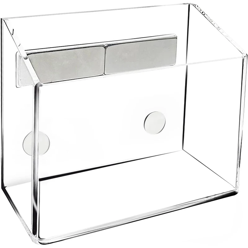 Two Compartments Clear Desk Organizer Storage Acrylic Magnetic Pencil Pen Nail Art Brush Pen Display Holder Stand For Office Hom