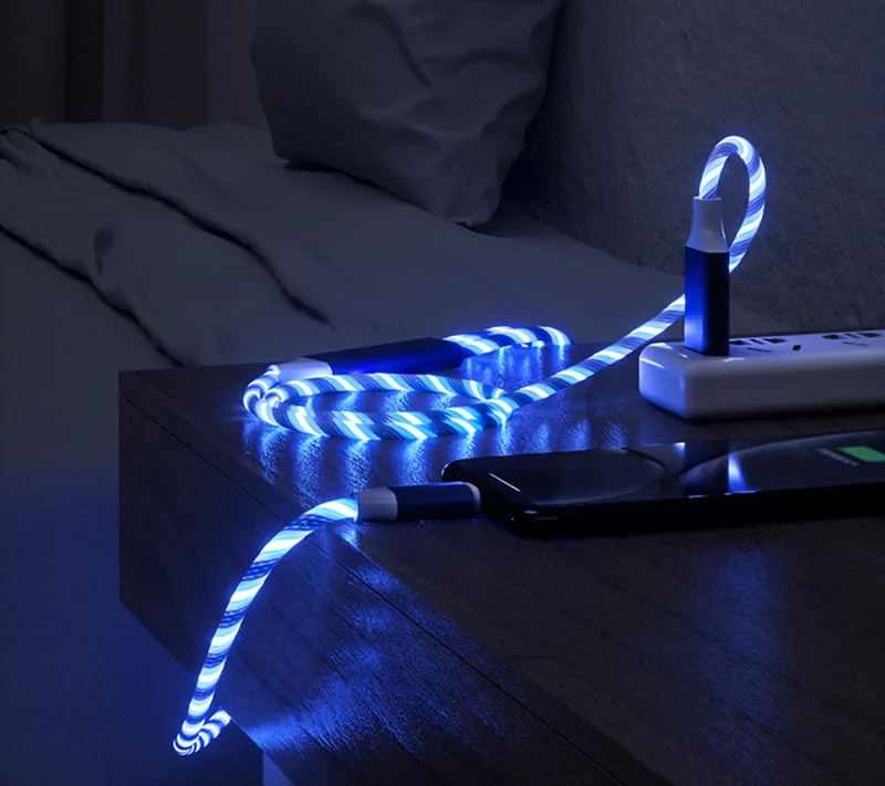  Светодиодное светящееся зарядное устройство 3 в 1 Amazon usb-кабель со светодиодной подсветкой Micro USB Тип C 8 контактов зарядка для iPhone все одном