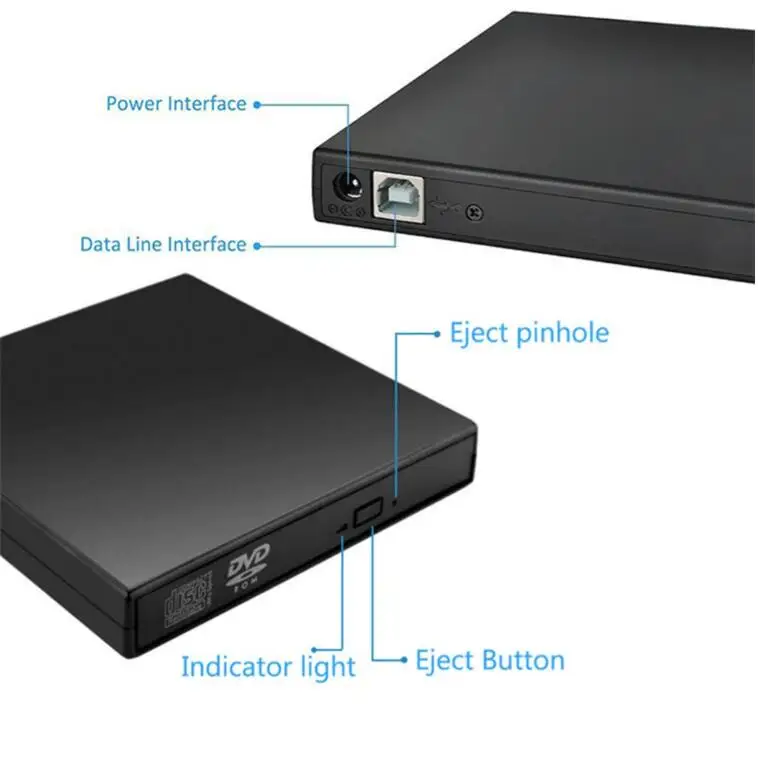 Хит продаж тонкий внешний оптический привод USB 2 0 DVD комбо ROM/CD-RW записывающийся-Plug and Play для ноутбука