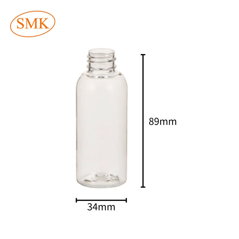 2 oz Transparent Boston Round Plastic Bottle