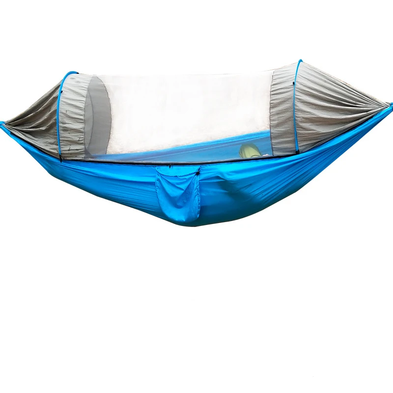 Automatic quick-opening mosquito net mesh hammock with awning outdoor multi-function pole hammock swing