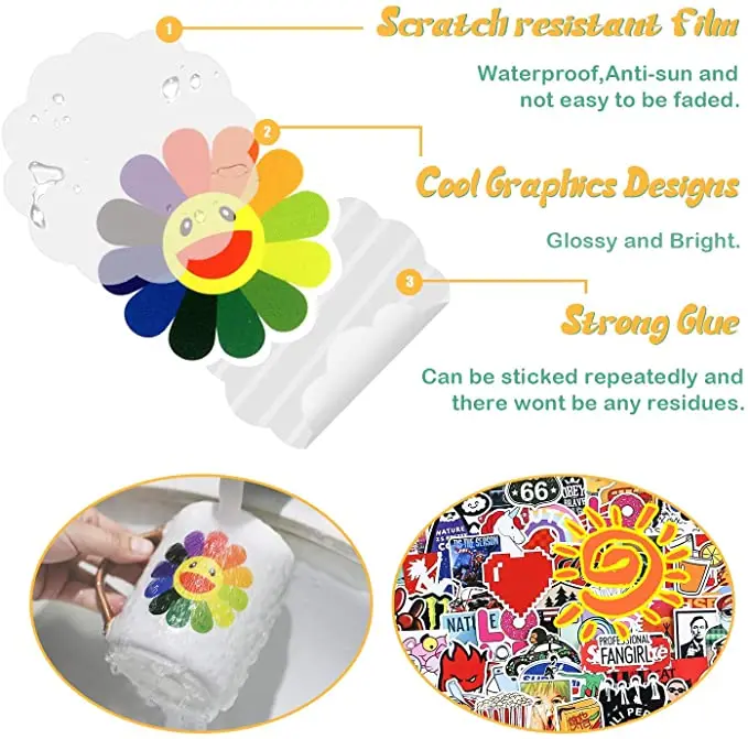 2020 New Arrival 50 PCS Per Pack VSCO GIRL Camera Scrunchies Meme Water Bottle Stickers