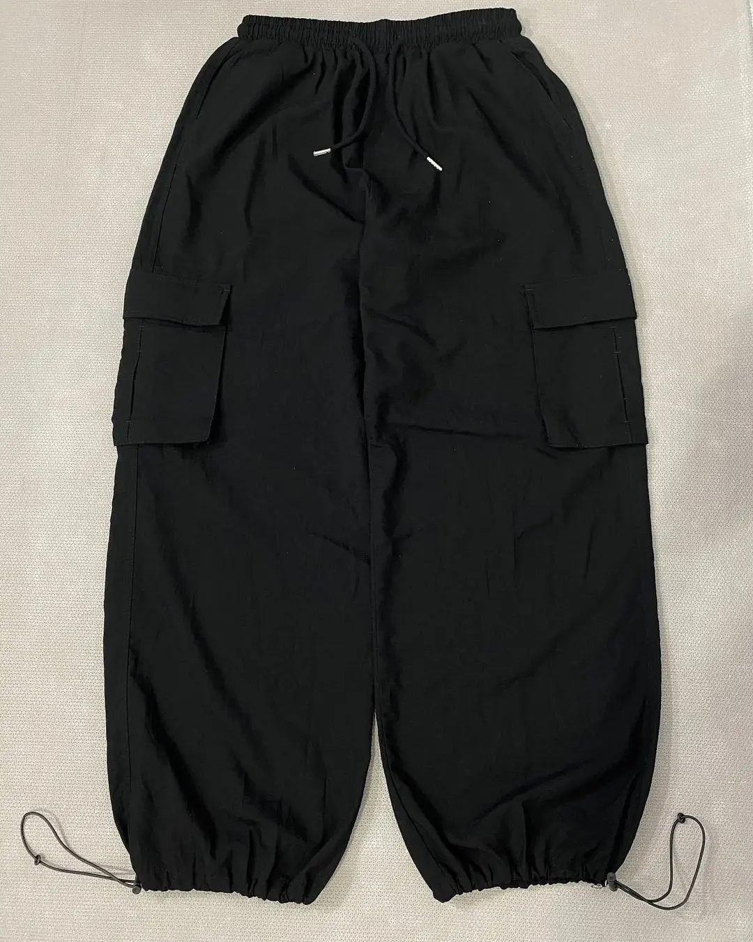 Lady Nylon Parachute Pants Manufacturer 6 Pocket Cargo Trouser Wide Leg Lasku Housuja Custom Baggy Snow Pants Men Streetwear