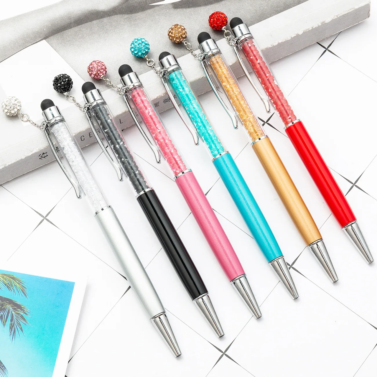 Wholesale Metal Ballpoint Pen with Various Diamond Ring Creative Ballpoint Pen With Stone Diamond Promotional Ball Point Pen