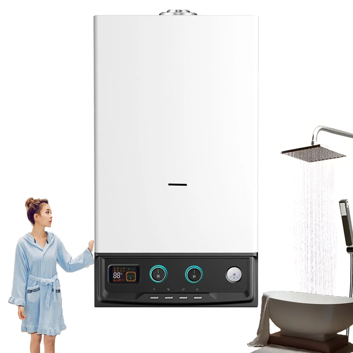 Big display tankless hot water heater 8L 10L 11L 12L 16L 18L natural gas instant gaz gyesers propane wall mounted gas boiler