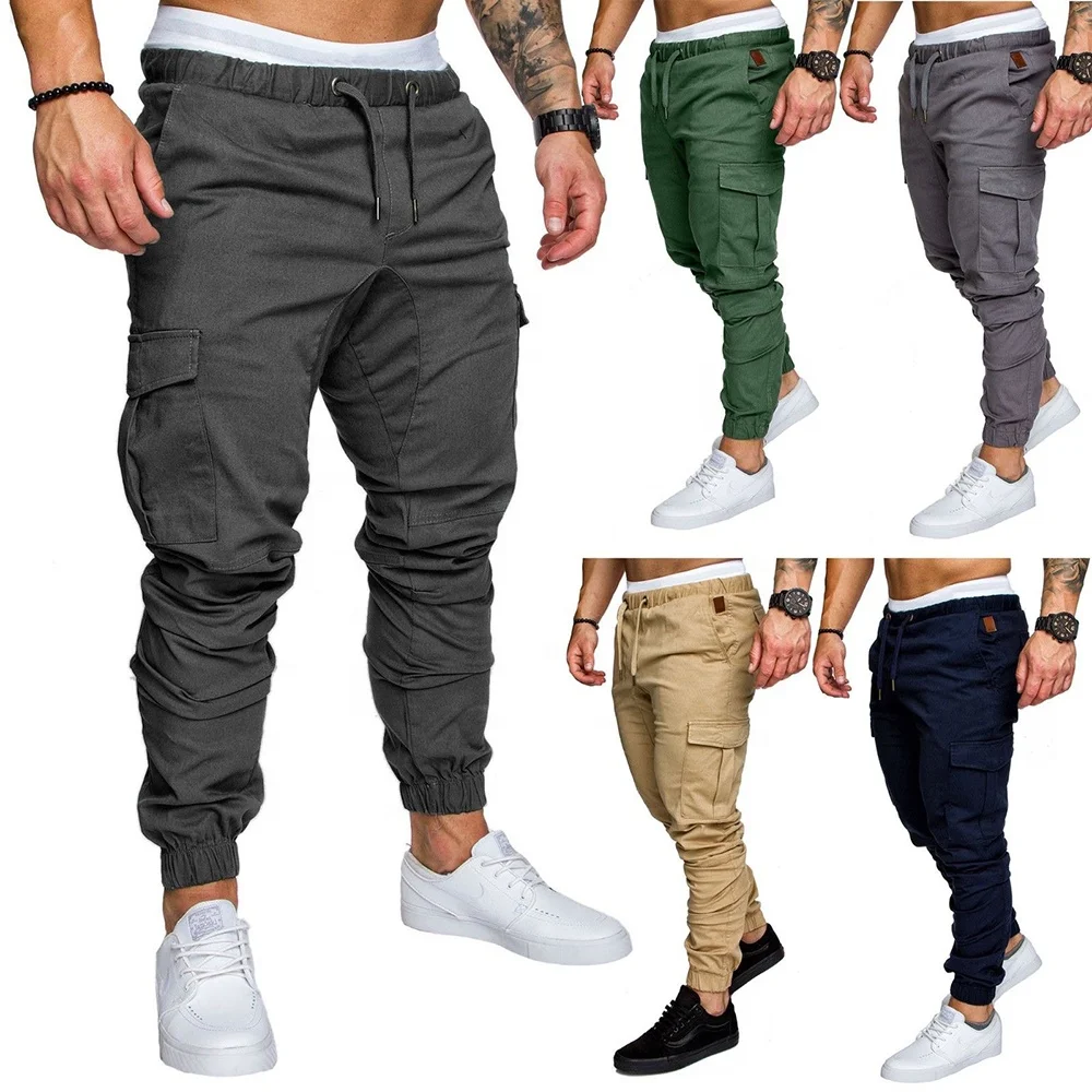 Hot Sell Baggy Workwear Trousers Multi Pockets Streetwear Blank Men Cargo Sweatpants Custom Stacked Sweat Pants