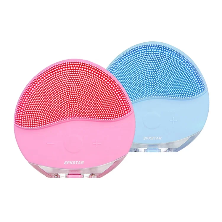 Портативная Двухсторонняя щетка для макияжа, ультразвуковое вибрирующее очищающее средство для лица, медицинский силикон, Круглый очиститель для лица