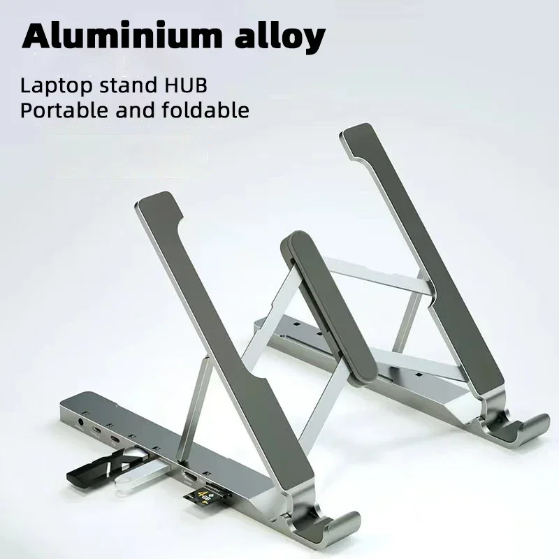 Foldable Laptop Stand Aluminum Notebook Riser Desktop Laptop Stand with USB Hub for MacBook Dell