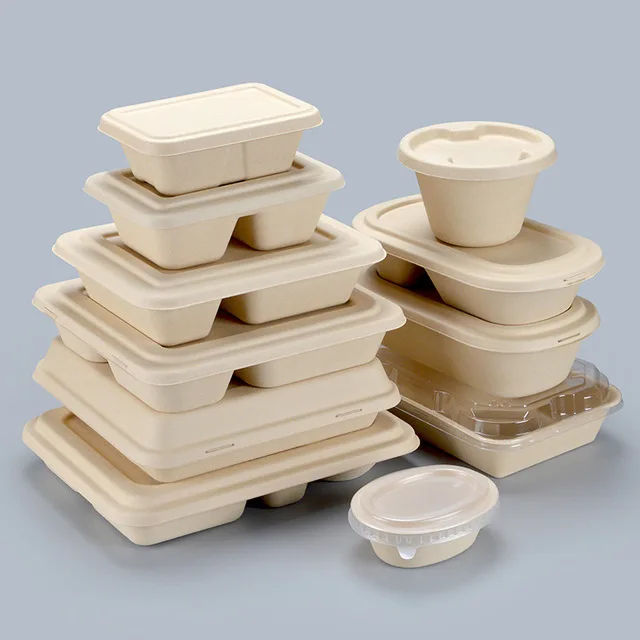 ЭК. Чист. Биоразлагаемая пшеничная целлюлоза, одноразовые контейнеры для еды на вынос, ланч, салатов, коробки для хранения еды