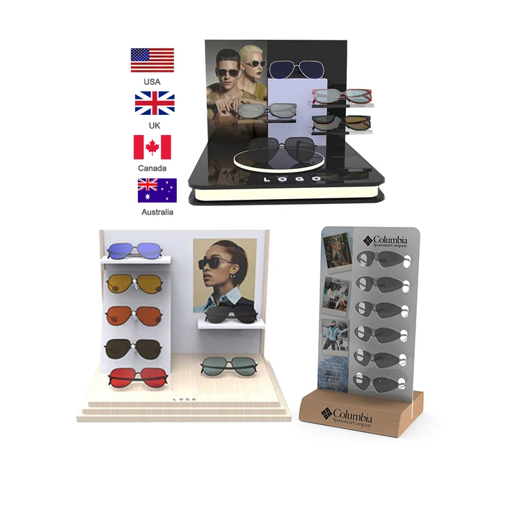 Custom Acrylic Eyewear Luxury Countertop Display Acrylic Multi-layers Sunglasses Table Stand