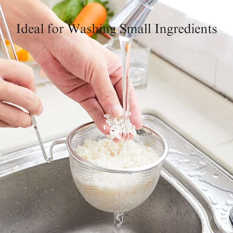 Stainless Steel Asian Kitchen Noodle Soup Strainer Hot Sale in Taiwan Fine Mesh Skimmer with Long Handle and big basket Colander