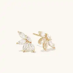 New Slovehoony 2023 Luxury 925 Sterling Silver Marquise Topaz 14k Gold Plated Cubic Zircon Designer Earrings