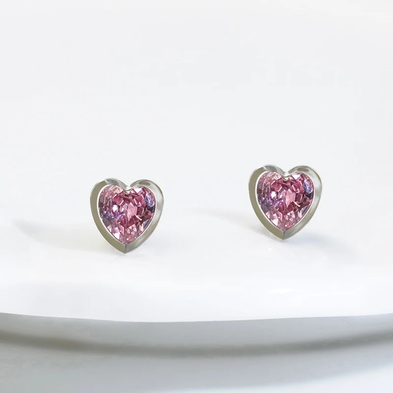 Colorful heart Zircon stone Resin Stud Earrings women jewelry fancy Korean zircon earrings stud
