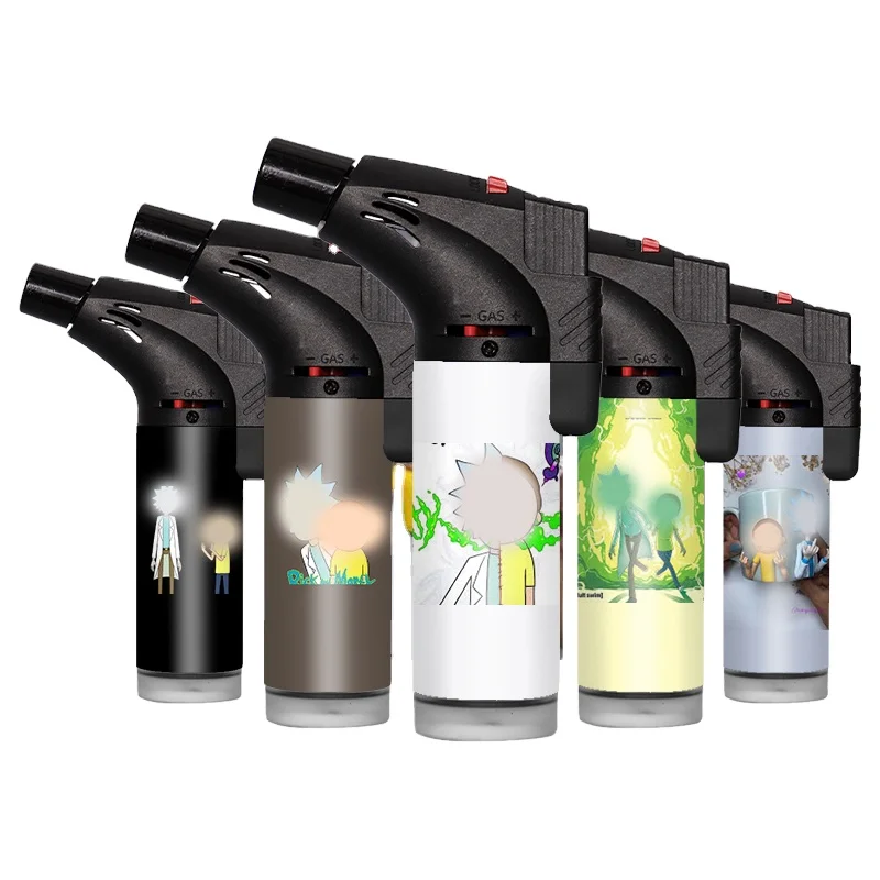 Custom Logos Odm Fancy Gas Jet Single Blue Flame Encendedor Cigarette Cool Windproof Smoking Torch Lighters