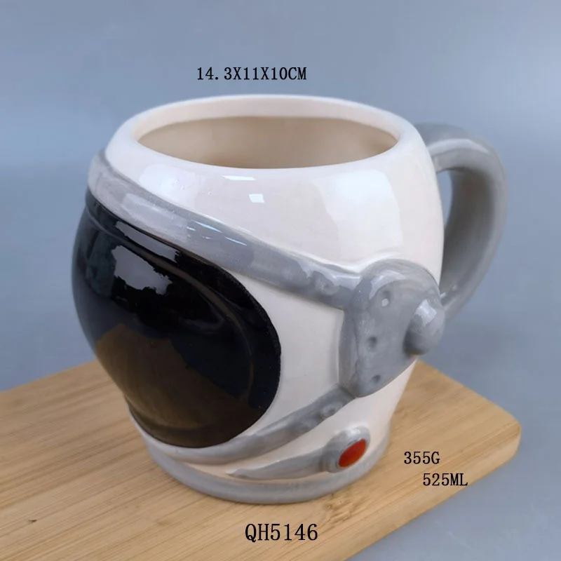 Spaceman 3D Ceramic Coffee Mug  Emboss Star Milk Cup  Astronaut Shaped Coffee Water Mug