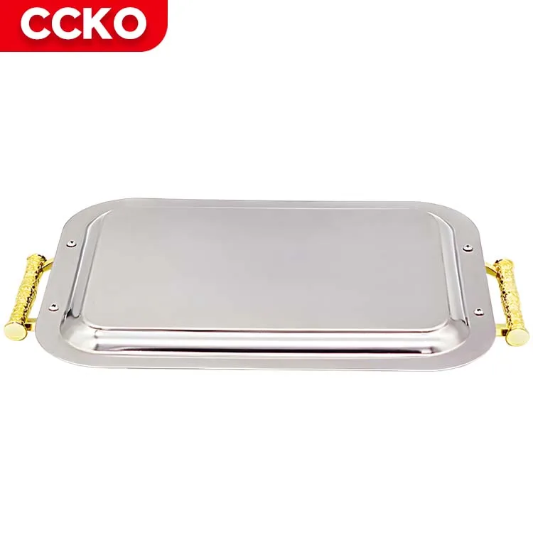 Weeding Bar Luxury Hotel Kitchen Decorative Exclusive Serving Trays Set Waiter Tray Cake Coffee Food Service Tray With Handles
