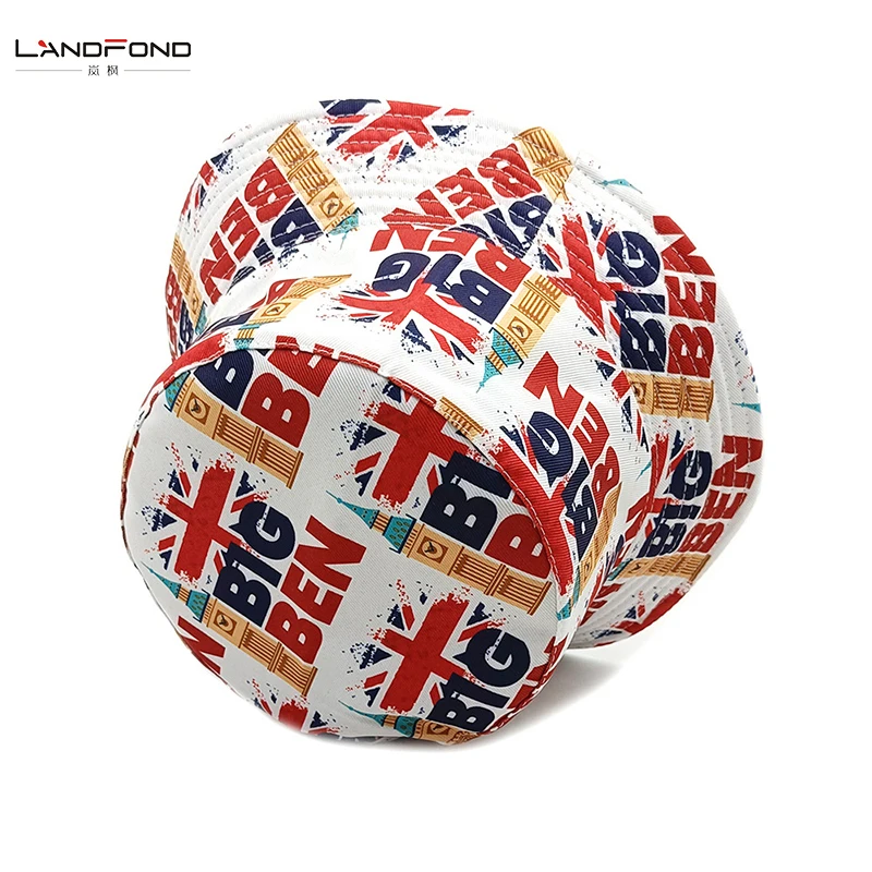 Landfond Accessory LONDON printed fisherman hat foreign trade new hat retro love bucket hat