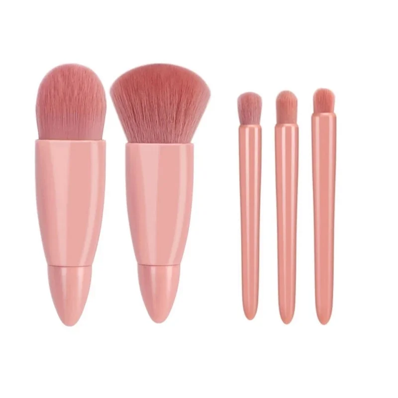 Makeup Brushes Set Portable 5pcs Multi-function Cosmetic Brushes Kit Powder Blush Foundation Eye Shadow Brush with Mirror Case