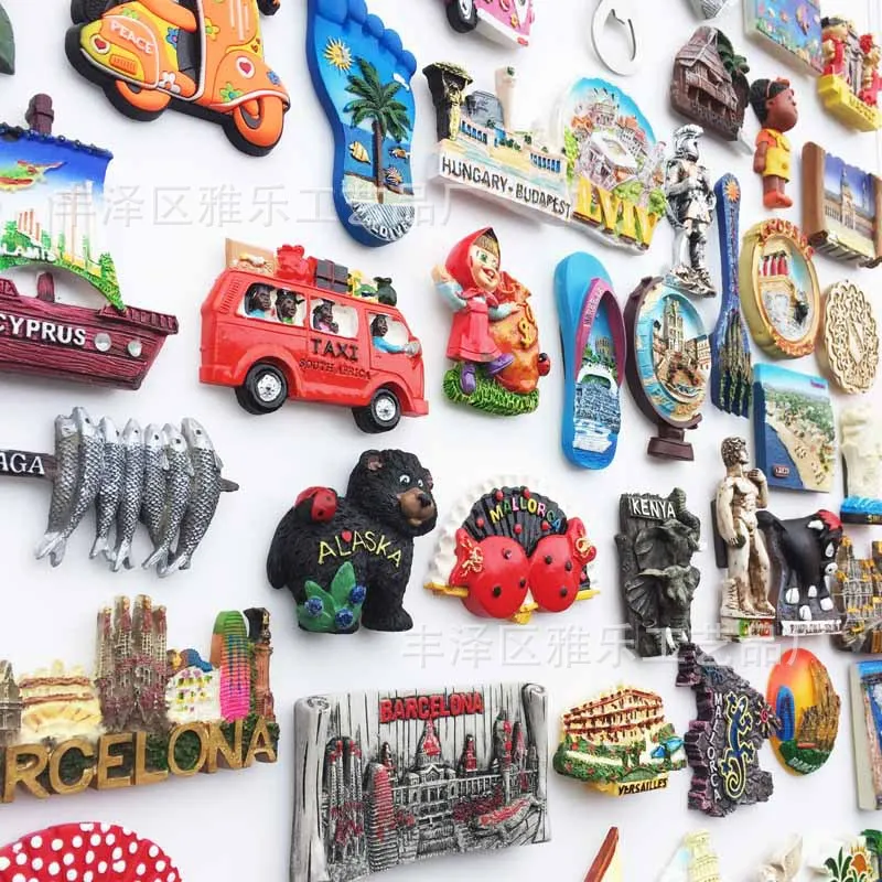 The world travel decorative crafts resin magnet refrigerator sticker