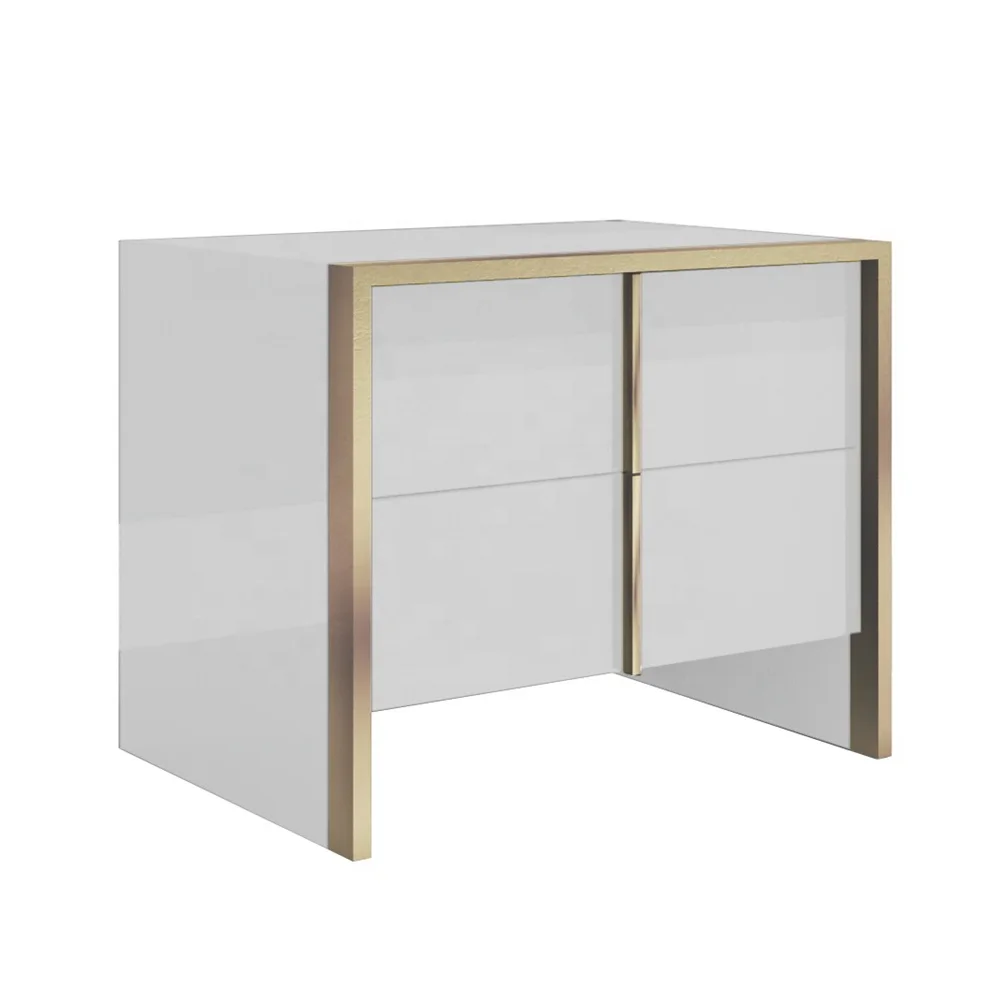 NOVA 2110JAA004 итальянские Роскошные комплекты мебели для спальни золотистого и белого цвета с глянцевым покрытием