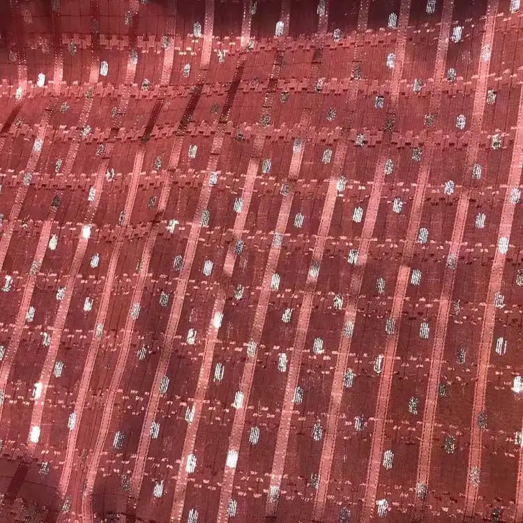 Новое поступление тканая металлическая шифоновая Золотая фольга ткань из полиэстера с бронзовым принтом для женской одежды