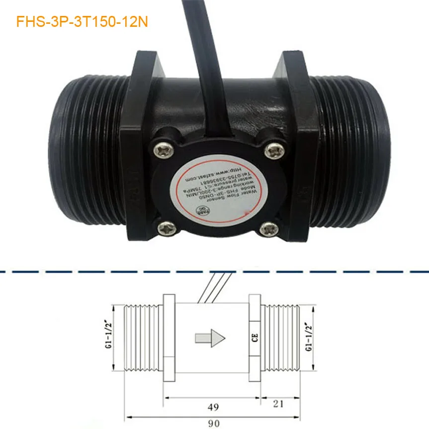 Турбина POM Rotor DN40 датчики расхода воды с эффектом холла магнитные расходомеры 3 ~ 150LPM G1.5
