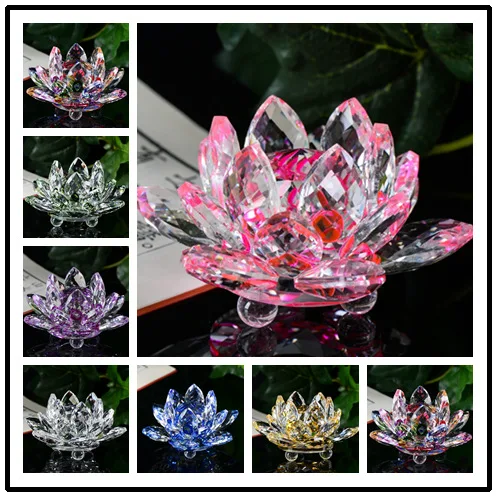 Crystal Lotus Flower Crafts Feng Shui Figurines Paperweight Wedding Decoration Souvenirs