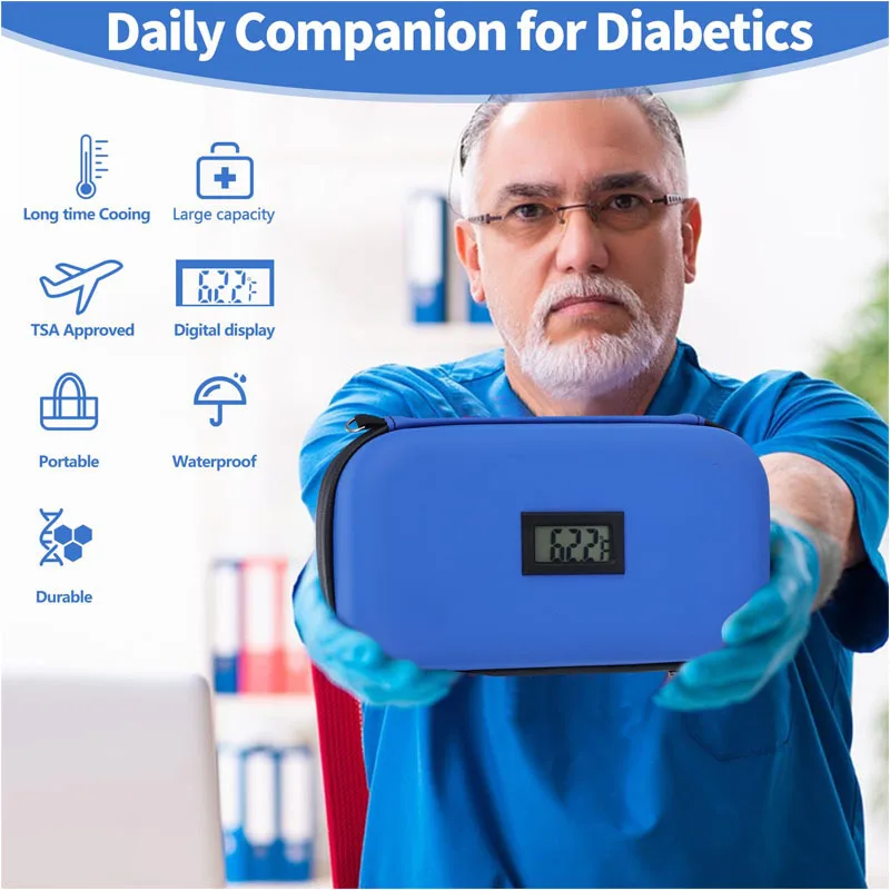 Custom logo portable eva hard shell thermal medical insulin pen carrying cooler travel case for diabetic