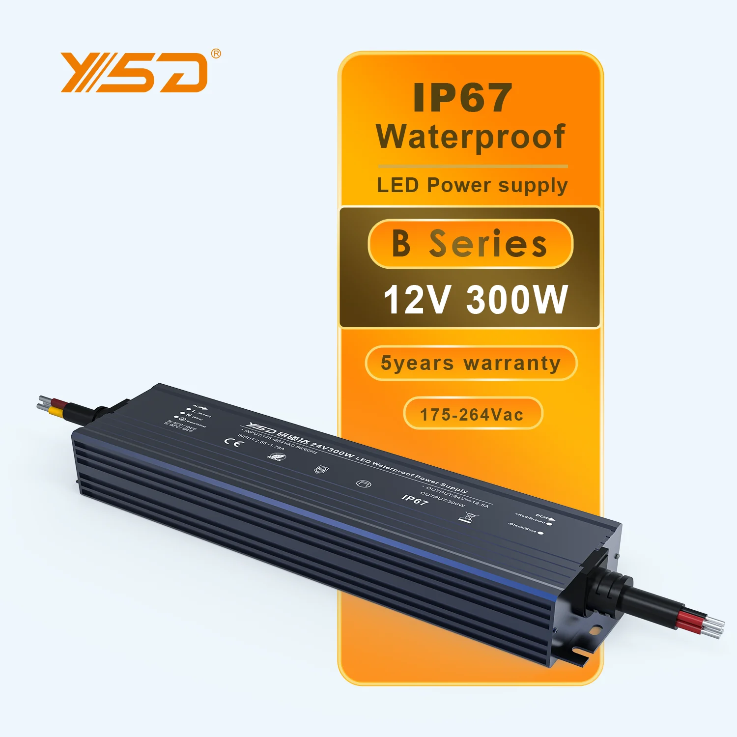 Switch Mode Power Supply Input Constant Voltage DC12V/24V 100W 150W 200W 300W IP67 Waterproof LED Driver LED Transformer