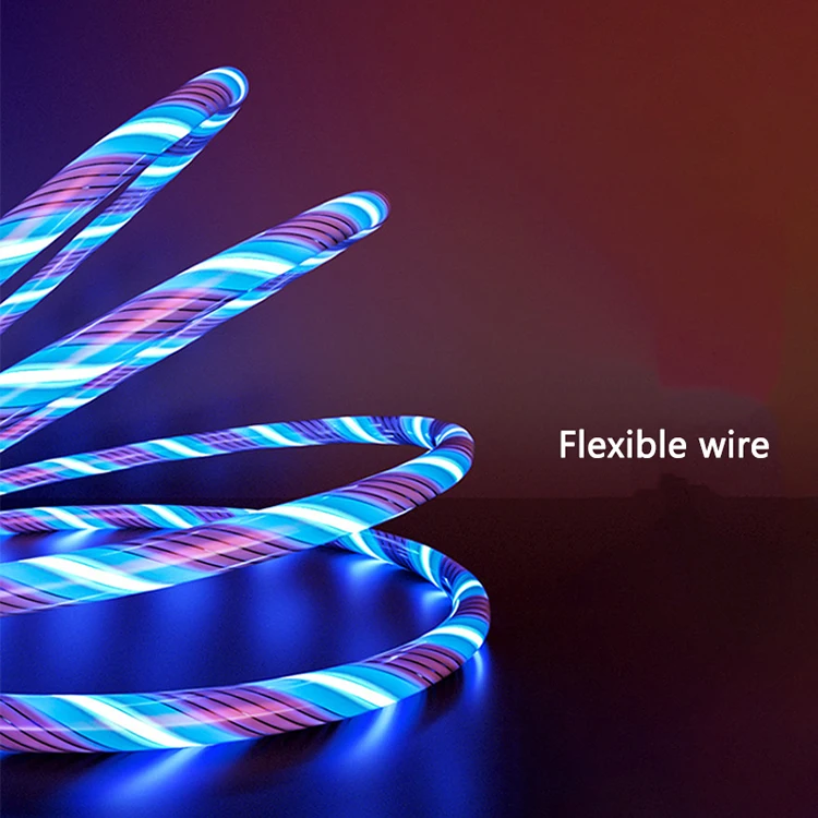 Streamer data cable three-in-one car rgb charging cable 1.2m fast led charging usb cable