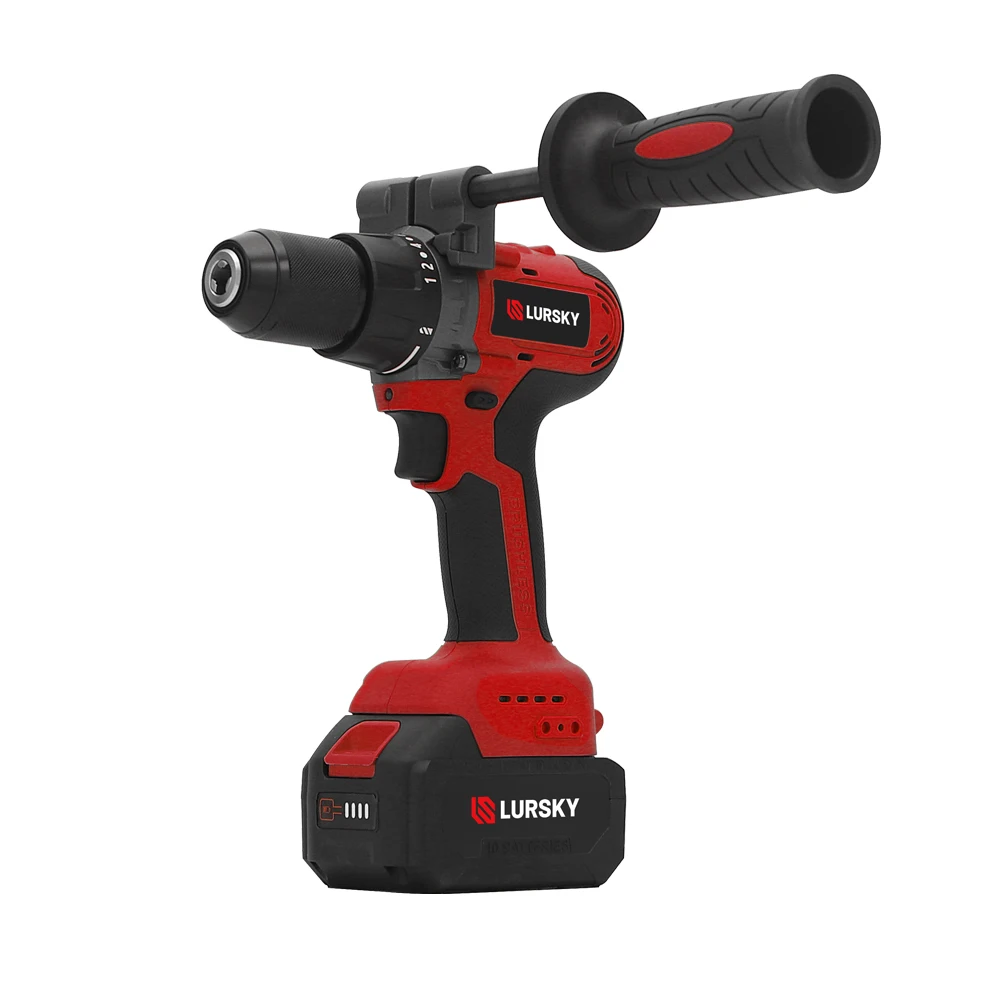 LURSKY powerful 2pcs 4.0Ah Battery cordless drill power hand impact drill driver drilling machine