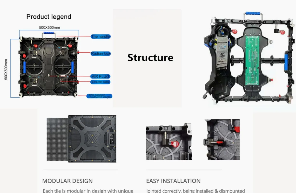 P3.91  Outdoor Rental LED Display Screen cabinet 500X500mm