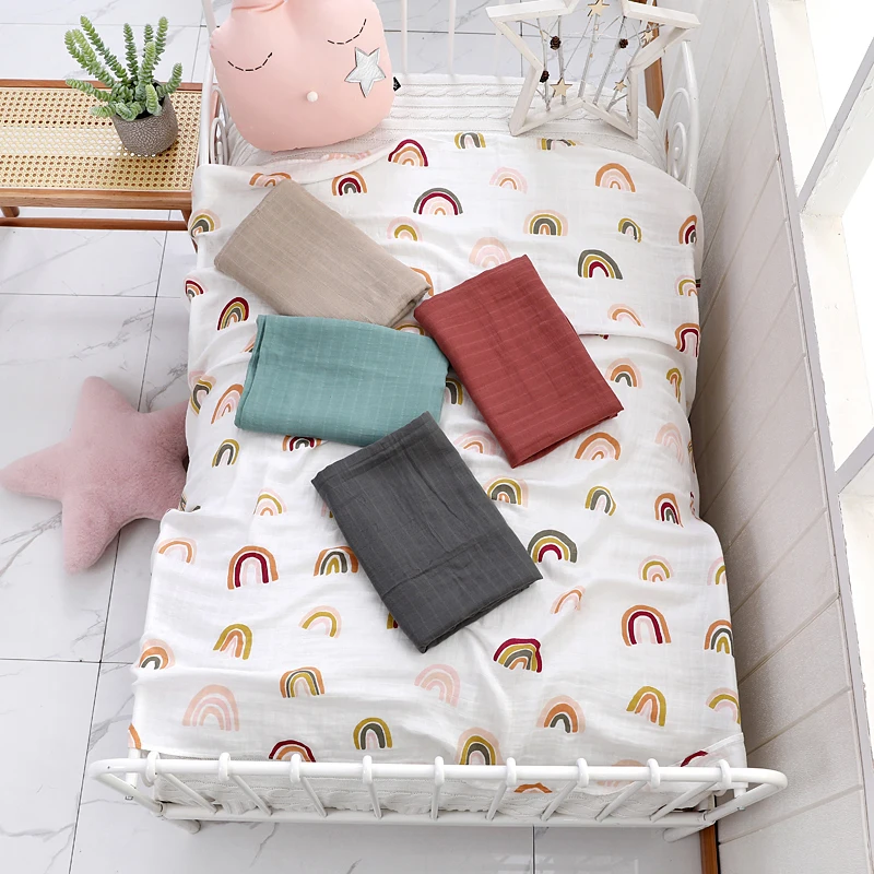 Hot selling Soft Breathable Organic Muslin Swaddle Bamboo Cotton Fabric Blanket Muslim Baby Blankets