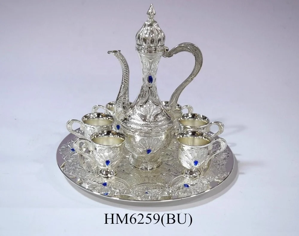 Saudi Arabic Luxury Mid-east Craft Gift 8 pcs Tea Coffee Cup Drinking Set