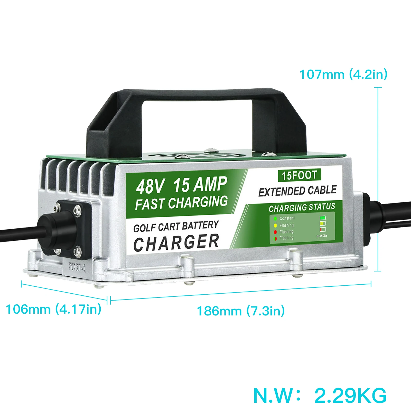 48V15A Golf Cart Battery Charger for YAMAHA  G29  Lead Acid Battery Li-ion Pack On-Board of Electric Golf Buggies Low Speed Cars